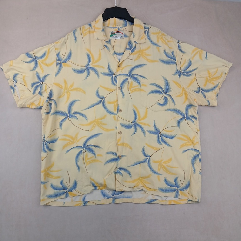 Paradise Found 3XL Mens Shirt Hawaiian Camp Floral 28x28 FLAWS
